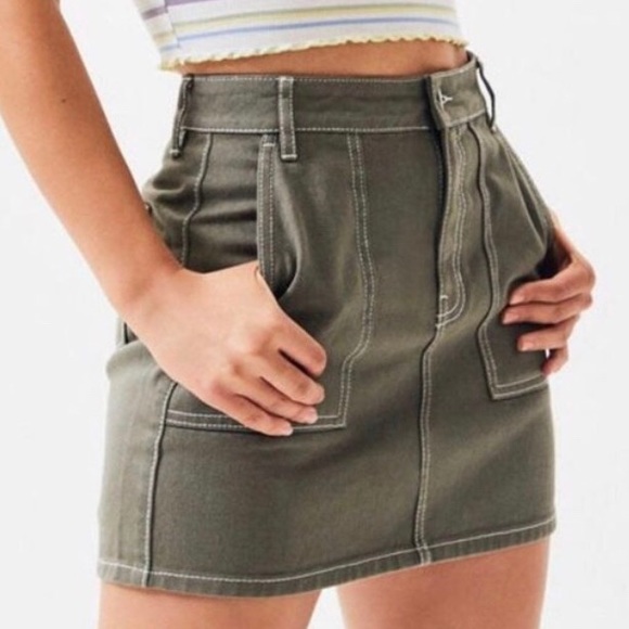 PacSun Olive Green Denim Skirt - Picture 15 of 15